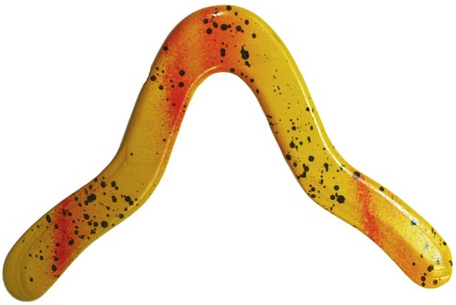 Yellow mantis boomerang - "mantis",